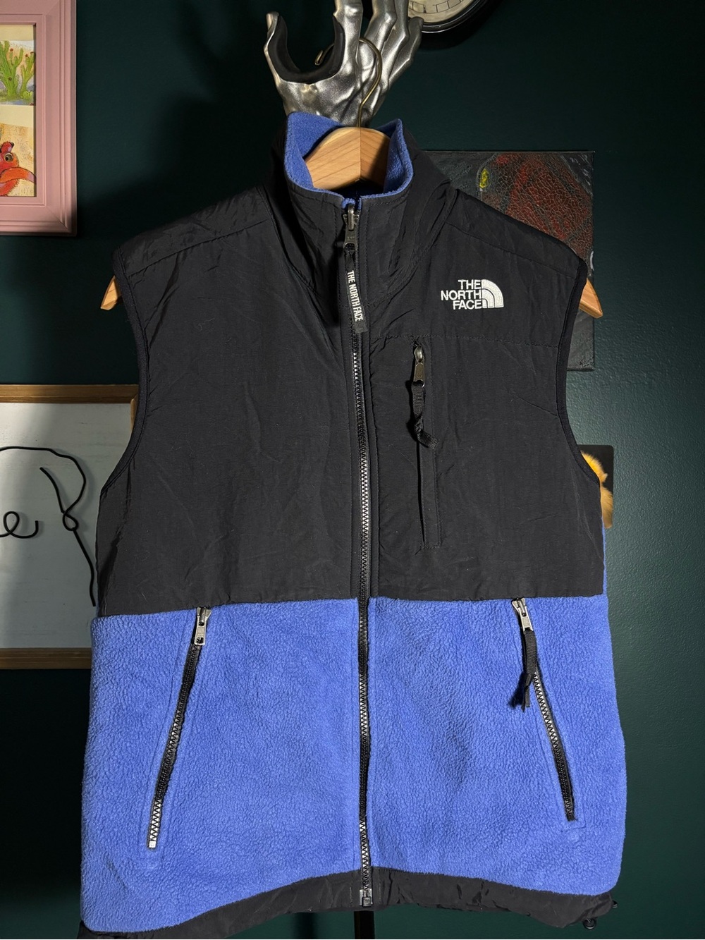 The North Face Women’s Black and Blue Fleece/Softshell Vest